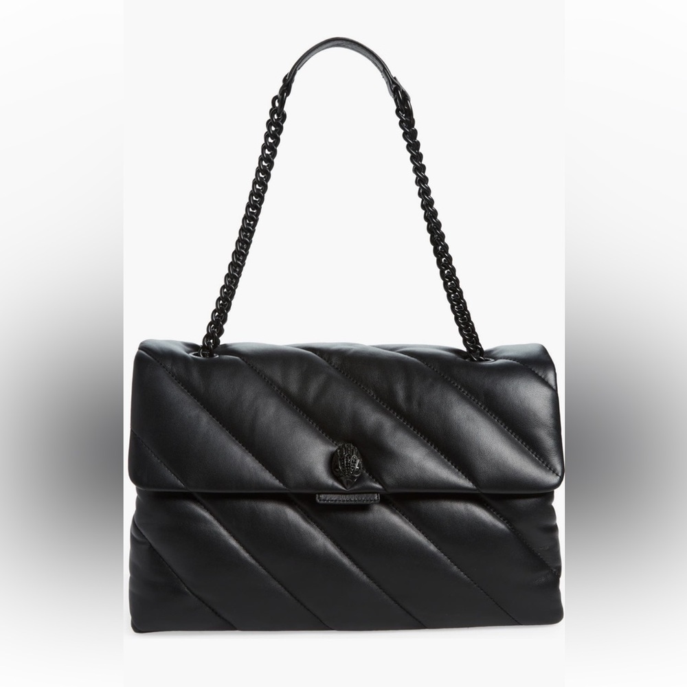 NWT Kurt Geiger London Kensington XXL Soho Drench Leather Black Shoulder Bag